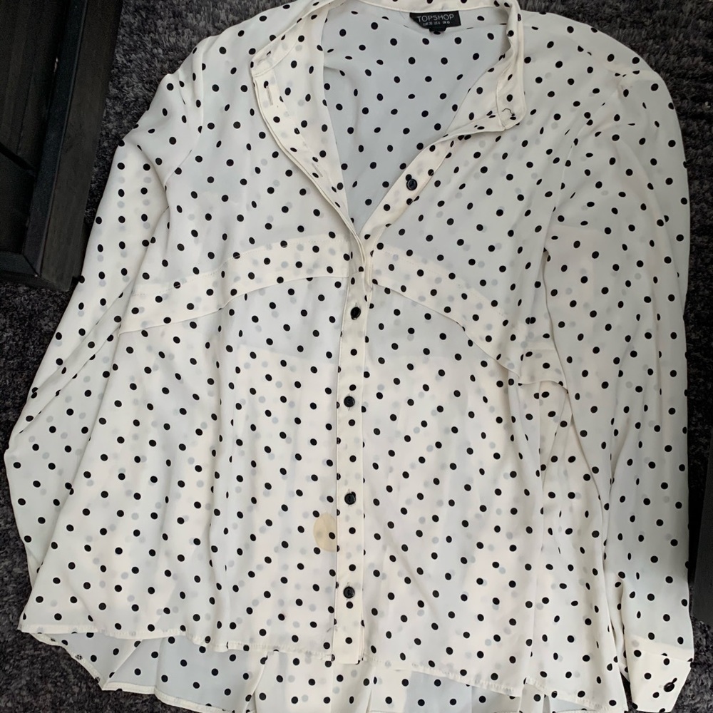 TOPSHOP polka dot button up shirt